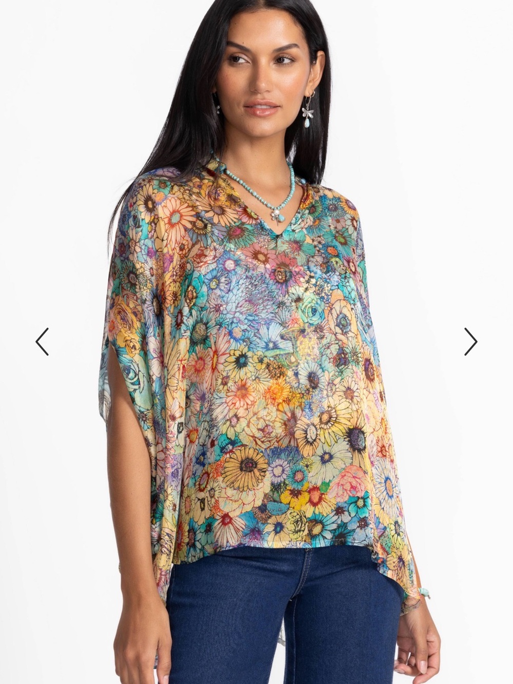 Johnny Was Floral Silk Sascha Poncho